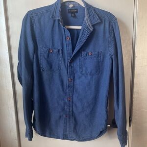 Women’s/Men's Casual Indigo Button-Down Shirt
